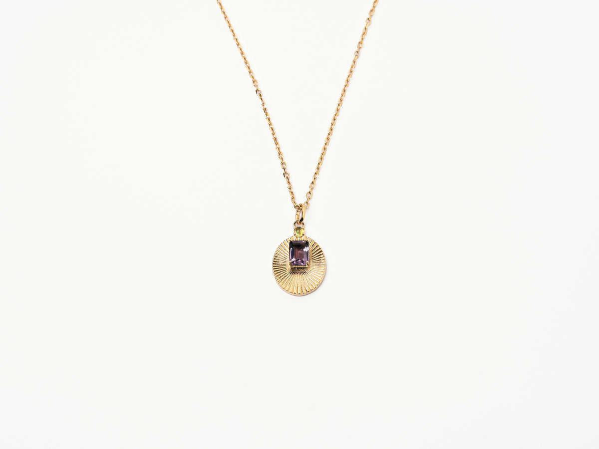 VERAE amethyst and peridot necklace in gold-plated sterling silver