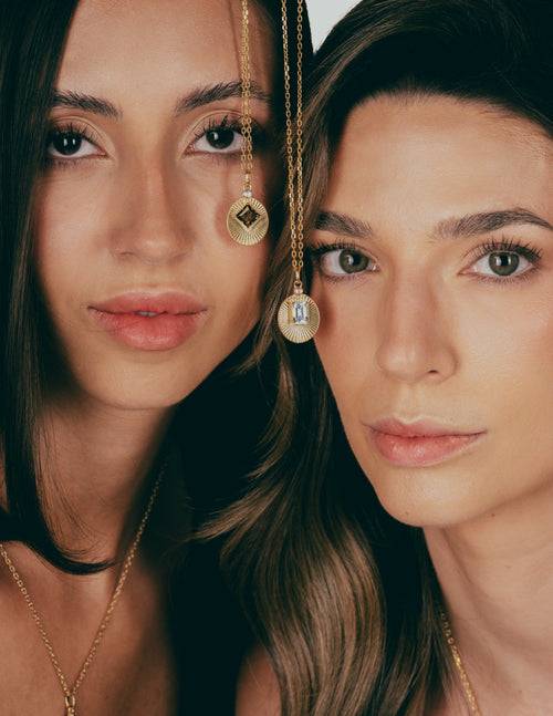 VERAE smoky quartz and topaz necklace in editorial portrait