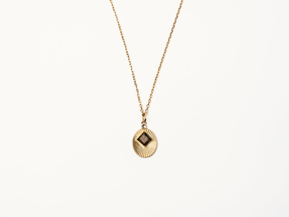 VERAE smoky quartz and topaz necklace in gold-plated sterling silver